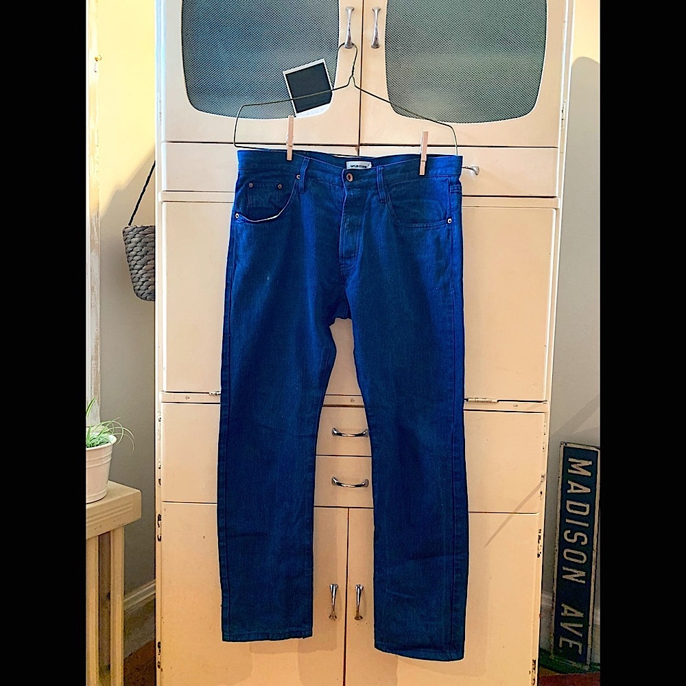 Taylor Stitch Democratic Jeans 36W Deep Blue Hemp Organic Cotton Denim